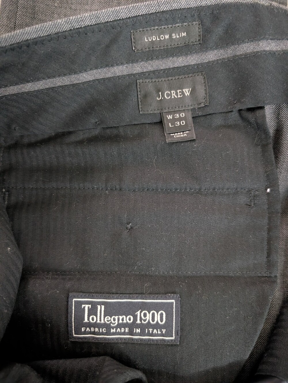 J Crew Ludlow Tollegno Italy Wool Suit Set Blazer 36R Pants 30x30 Slim Charcoal - Picture 12 of 15